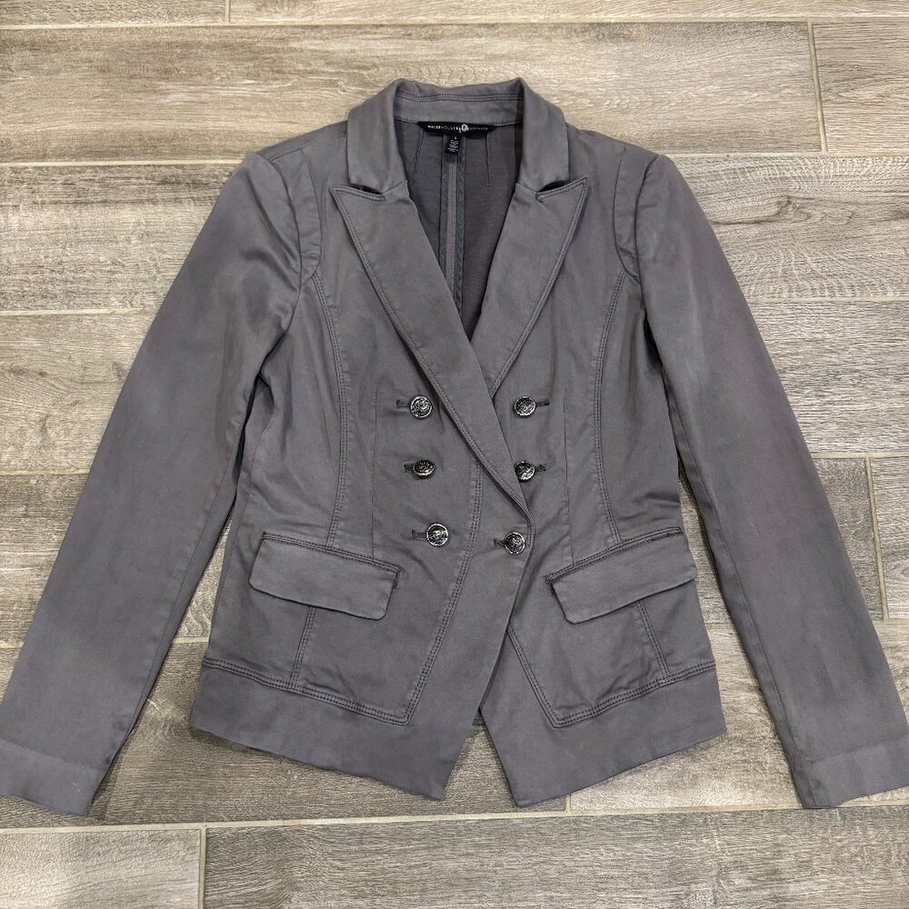 White House Black Market Gray Double Breasted‎ Blazer Jacket Women’s Size 4